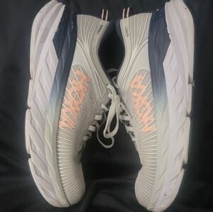 Women's Hoka Bondi 7 Shoes.  Grey/peach Color. Size 6.5.